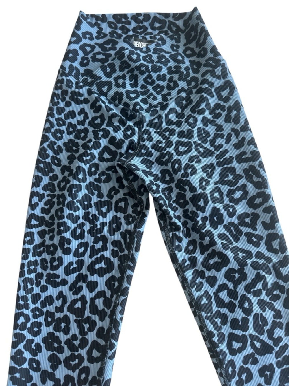 Beach Riot Ribbed Cara Legging in Blue Leopard Print - Picture 3 of 7